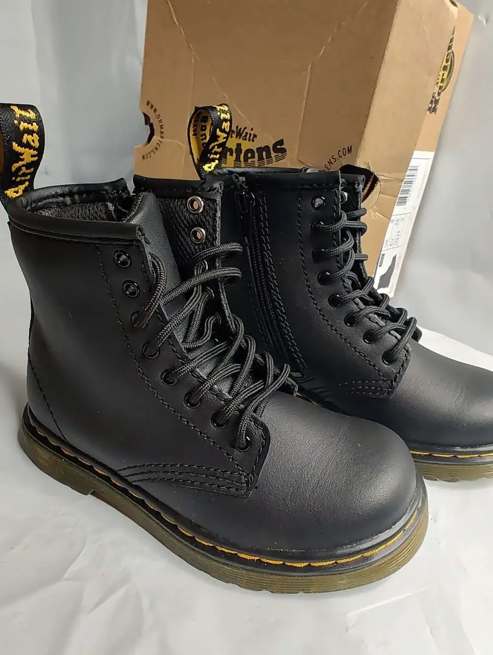 Dr. Martens 1460 Softy T Toddler Black Leather Lace-Up Boots Childs Size 9